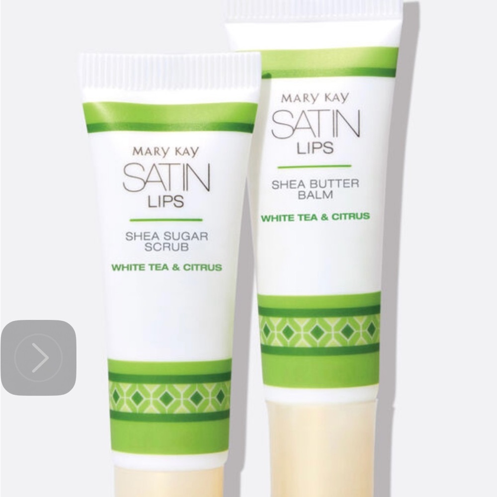 Mary Kay Satin Lips White Tea & Citrus Lip Balm and Sugar Scrub - Green & White